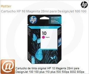 C4843A - Cartucho de tinta original HP 10 Magenta 28ml para DesignJet 100 100 plus 110 plus 500 500ps 8002 800ps CC800ps 815 MFP Inkjet 2000 2500