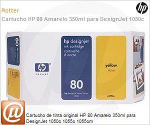 C4848A - Cartucho de tinta original HP 80 Amarelo 350ml para DesignJet 1050c 1055c 1055cm