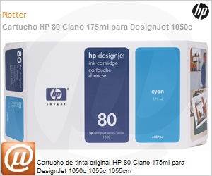 C4872A - Cartucho de tinta original HP 80 Ciano 175ml para DesignJet 1050c 1055c 1055cm