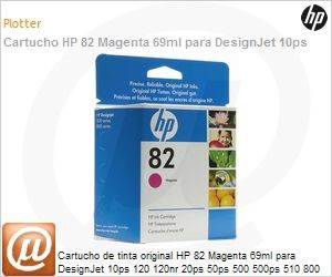 C4912A - Cartucho de tinta original HP 82 Magenta 69ml para DesignJet 10ps 120 120nr 20ps 50ps 500 500ps 510 800 800ps 815 820 820ps