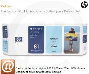 C4934A - Cartucho de tinta original HP 81 Ciano Claro 680ml para DesignJet 5000 5000ps 5500 5500ps