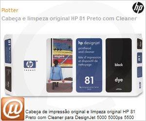 C4950A - Cabea de impresso original e limpeza original HP 81 Preto com Cleaner para DesignJet 5000 5000ps 5500 5500ps