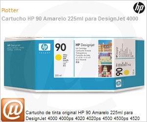 C5064A - Cartucho de tinta original HP 90 Amarelo 225ml para DesignJet 4000 4000ps 4020 4020ps 4500 4500ps 4520 4520ps