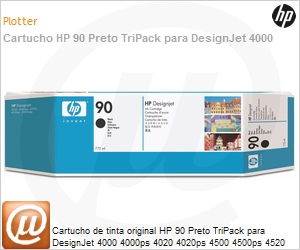 C5095A - Cartucho de tinta original HP 90 Preto TriPack para DesignJet 4000 4000ps 4020 4020ps 4500 4500ps 4520 4520ps
