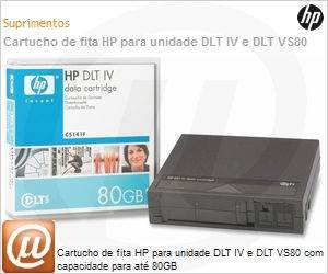 C5141F - Cartucho de fita HP para unidade DLT IV e DLT VS80 com capacidade para at 80GB