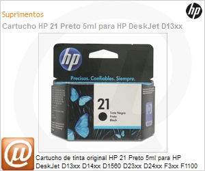 C9351AB - Cartucho de tinta original HP 21 Preto