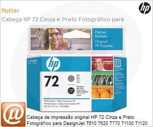 C9380A - Cabea de impresso original HP 72 Cinza e Preto Fotogrfico para DesignJet T610 T620 T770 T1100 T1120 T1200