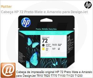C9384A - Cabea de impresso original HP 72 Preto Mate e Amarelo para DesignJet T610 T620 T770 T1100 T1120 T1200 