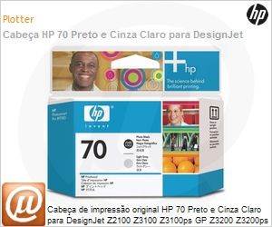 C9407A - Cabea de impresso original HP 70 Preto e Cinza Claro para DesignJet Z2100 Z3100 Z3100ps GP Z3200 Z3200ps Z5200