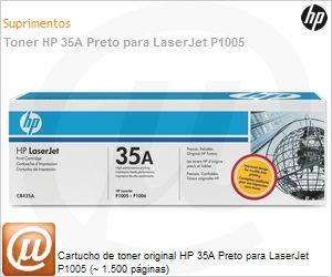 CB435AB - Cartucho de toner original HP 35A Preto para LaserJet P1005 (~ 1.500 pginas)