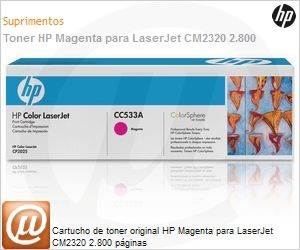 CC533A - Cartucho de toner original HP Magenta para LaserJet CM2320 2.800 pginas