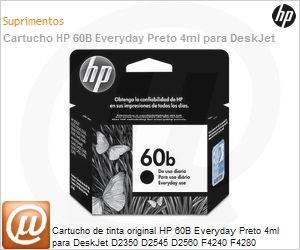 CC636WB - Cartucho de tinta original HP 60B Everyday Preto 4ml para DeskJet D2350 D2545 D2560 F4240 F4280