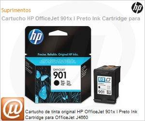 CC654AL - Cartucho de tinta original HP OfficeJet 901x l Preto Ink Cartridge para OfficeJet J4660