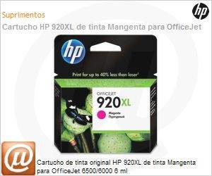 CD973AL - Cartucho de tinta original HP 920XL de tinta Mangenta para OfficeJet 6500/6000 6 ml
