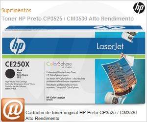 CE250X - Cartucho de toner original HP Preto CP3525 / CM3530 Alto Rendimento