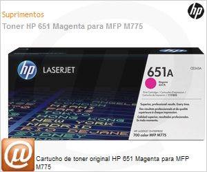 CE343A - Cartucho de toner original HP 651 Magenta para MFP M775