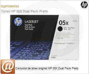 CE505XD - Cartucho de toner original HP 05X Dual Pack Preto
