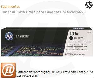 CF210X - Cartucho de toner original HP 131X Preto para Laserjet Pro M251/M276 2,3K
