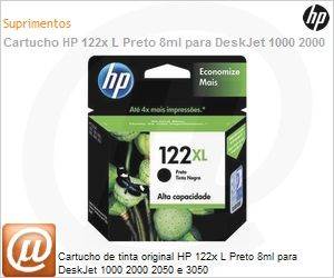 CH563HB - Cartucho de tinta original HP 122xL Preto