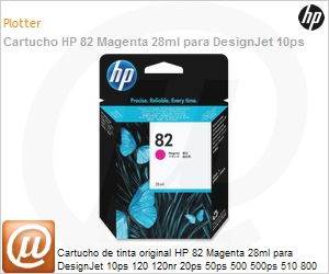CH567A - Cartucho de tinta original HP 82 Magenta 28ml para DesignJet 10ps 120 120nr 20ps 50ps 500 500ps 510 800 800ps 815 820 820ps