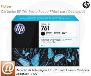 CM997A - Cartucho de tinta original HP 761 Preto Fosco 775ml para DesignJet T7100 