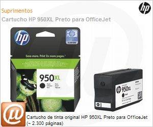 CN045AL - Cartucho de tinta original HP 950XL Preto para OfficeJet (~ 2.300 pginas)