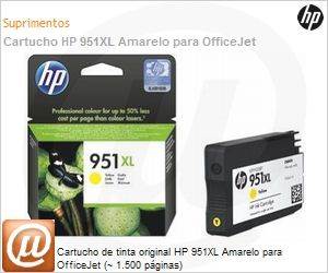 CN048AL - Cartucho de tinta original HP 951XL Amarelo para OfficeJet (~ 1.500 pginas)