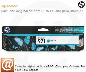 CN622AM - Cartucho original de tinta HP 971 Ciano para Officejet Pro X at 2.500 pginas