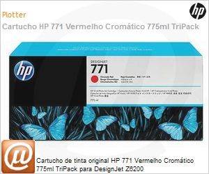CR251A - Cartucho de tinta original HP 771 Vermelho Cromtico 775ml TriPack para DesignJet Z6200