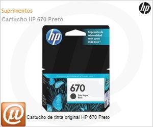 CZ113AB - Cartucho de tinta original HP 670 Preto