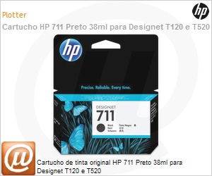 CZ129A - Cartucho de tinta original HP 711 Preto 38ml para Designet T120 e T520