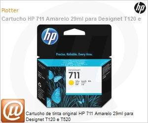 CZ132A - Cartucho de tinta original HP 711 Amarelo 29ml para Designet T120 e T520