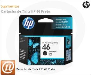 CZ637AL - Cartucho de tinta original HP 46 Preto