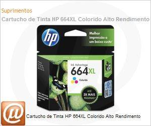 F6V30AB - Cartucho de tinta original HP 664XL Colorido Alto Rendimento