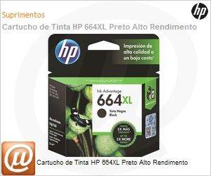 F6V31AB - Cartucho de tinta original HP 664XL Preto Alto Rendimento