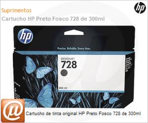 F9J68A - Cartucho de tinta original HP Preto Fosco 728 de 300ml 