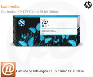 F9J76A - Cartucho de tinta original HP 727 Ciano PLUK 300ml 
