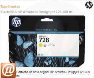 F9K15A - Cartucho de tinta original HP 728 Amarelo DesignJet 300ml 
