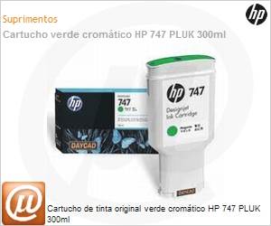 P2V84A - Cartucho de tinta original HP 747 Verde Cromtico PLUK 300ml