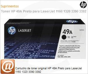 Q5949AB - Cartucho de toner original HP 49A Preto para LaserJet 1160 1320 3390 3392