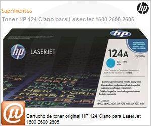 Q6001AB - Cartucho de toner original HP 124 Ciano para LaserJet 1600 2600 2605