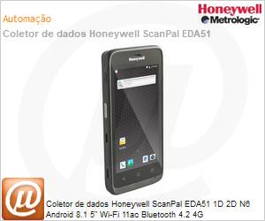 EDA51-1-B623SOGAK - Coletor de dados Honeywell ScanPal EDA51 1D 2D N6 Android 8.1 5" Wi-Fi 11ac Bluetooth 4.2 4G