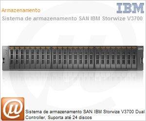 2072S2C - Sistema de armazenamento SAN IBM Storwize V3700 Dual Controller, Suporta at 24 discos