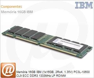 49Y1563 - Memria 16GB IBM (1x16GB, 2Rx4, 1.35V) PC3L-10600 CL9 ECC DDR3 1333MHz LP RDIMM