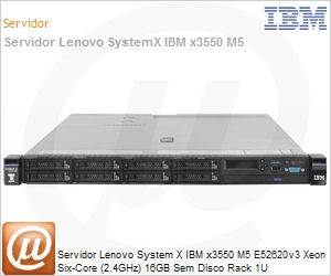 5463C4U - Servidor Lenovo System X IBM x3550 M5 E52620v3 Xeon Six-Core (2.4GHz) 16GB Sem Disco Rack 1U