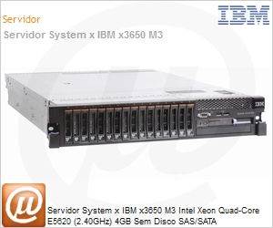 7945-D2U - Servidor System x IBM x3650 M3 Intel Xeon Quad-Core E5620 (2.40GHz) 4GB Sem Disco SAS/SATA