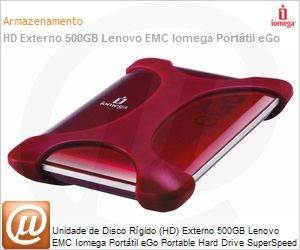 35312 - Unidade de Disco Rgido (HD) Externo 500GB Lenovo EMC Iomega Porttil eGo Portable Hard Drive SuperSpeed USB 3.0 Ruby Red