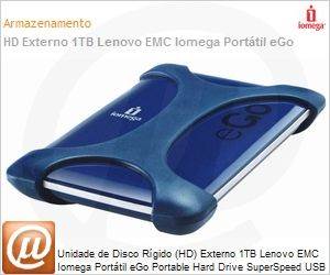 35326 - Unidade de Disco Rgido (HD) Externo 1TB Lenovo EMC Iomega Porttil eGo Portable Hard Drive SuperSpeed USB 3.0 Midnight Blue