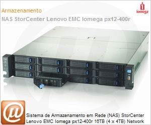 35875 - Sistema de Armazenamento em Rede (NAS) StorCenter Lenovo EMC Iomega px12-400r 16TB (4 x 4TB) Network Storage Array, Server Class Series
