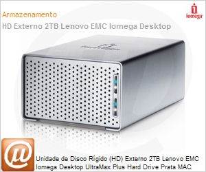 35884 - Unidade de Disco Rgido (HD) Externo 2TB Lenovo EMC Iomega Desktop UltraMax Plus Hard Drive Prata MAC Edition eSATA